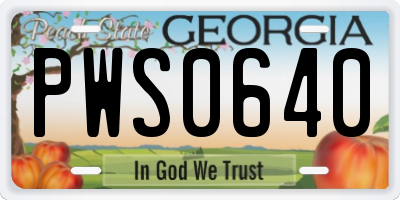 GA license plate PWS0640