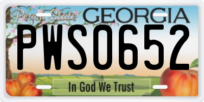 GA license plate PWS0652