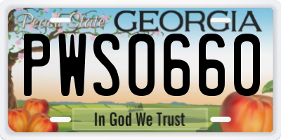 GA license plate PWS0660