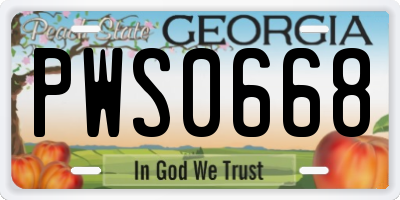 GA license plate PWS0668