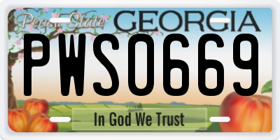 GA license plate PWS0669