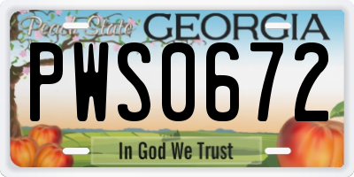 GA license plate PWS0672