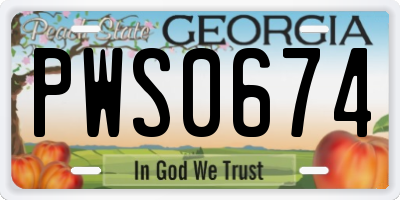 GA license plate PWS0674