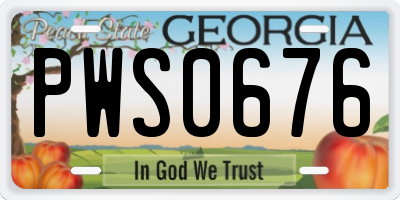 GA license plate PWS0676