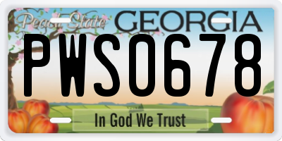 GA license plate PWS0678