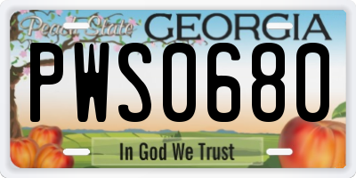 GA license plate PWS0680