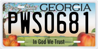 GA license plate PWS0681