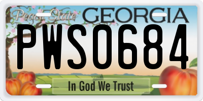 GA license plate PWS0684