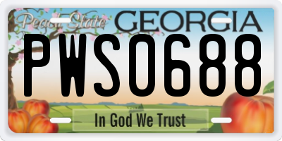 GA license plate PWS0688