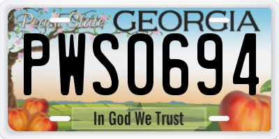 GA license plate PWS0694