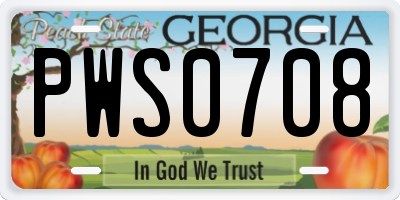 GA license plate PWS0708