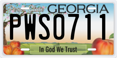 GA license plate PWS0711