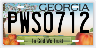 GA license plate PWS0712