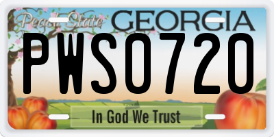 GA license plate PWS0720