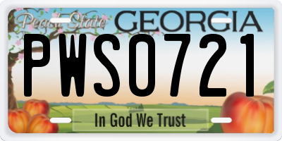 GA license plate PWS0721