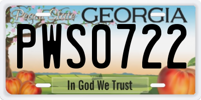 GA license plate PWS0722