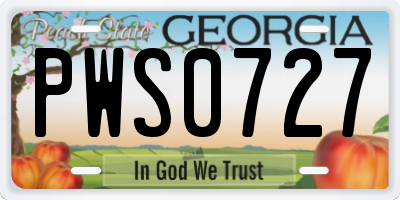 GA license plate PWS0727