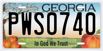 GA license plate PWS0740
