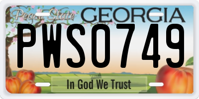 GA license plate PWS0749