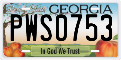 GA license plate PWS0753