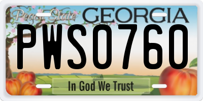 GA license plate PWS0760