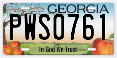 GA license plate PWS0761