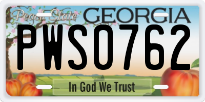 GA license plate PWS0762