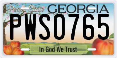GA license plate PWS0765