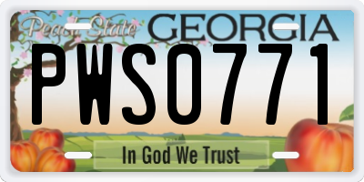 GA license plate PWS0771