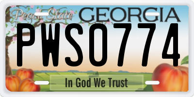 GA license plate PWS0774