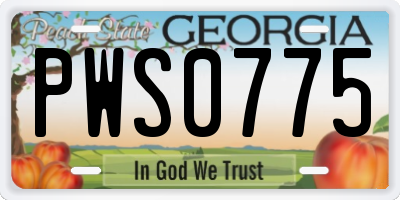 GA license plate PWS0775