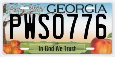 GA license plate PWS0776