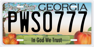 GA license plate PWS0777