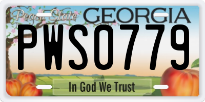 GA license plate PWS0779