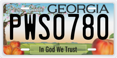 GA license plate PWS0780