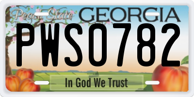 GA license plate PWS0782