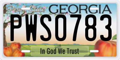 GA license plate PWS0783