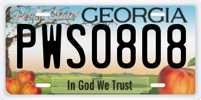 GA license plate PWS0808