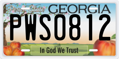 GA license plate PWS0812