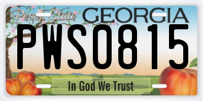 GA license plate PWS0815