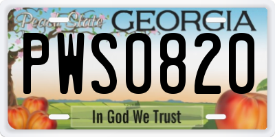 GA license plate PWS0820