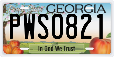 GA license plate PWS0821