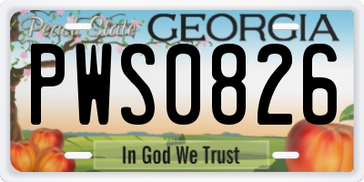 GA license plate PWS0826