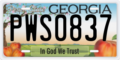 GA license plate PWS0837