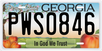 GA license plate PWS0846