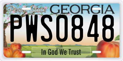 GA license plate PWS0848