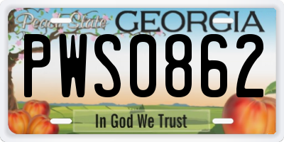 GA license plate PWS0862