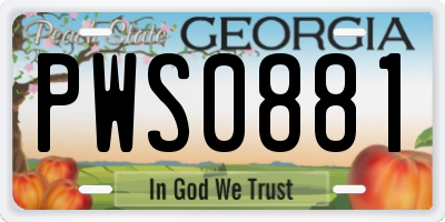 GA license plate PWS0881