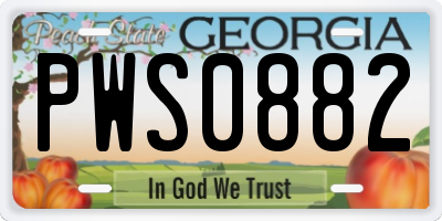 GA license plate PWS0882