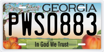 GA license plate PWS0883